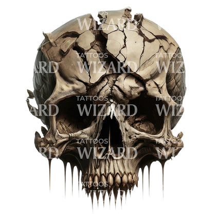 Broken Vessel Skull Tattoo Design