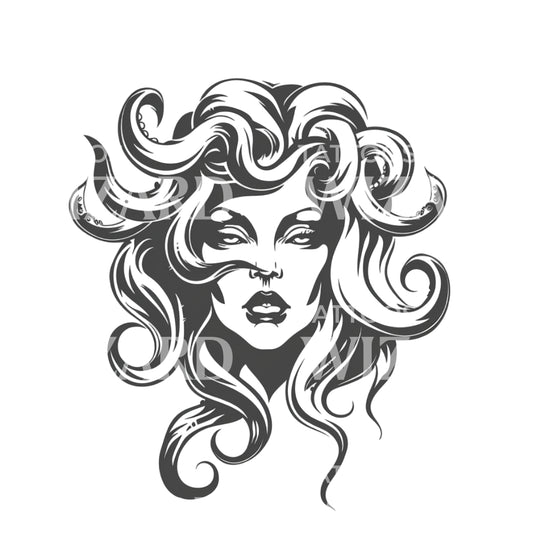 Simplified Ursula Octopus Hair Tattoo Design