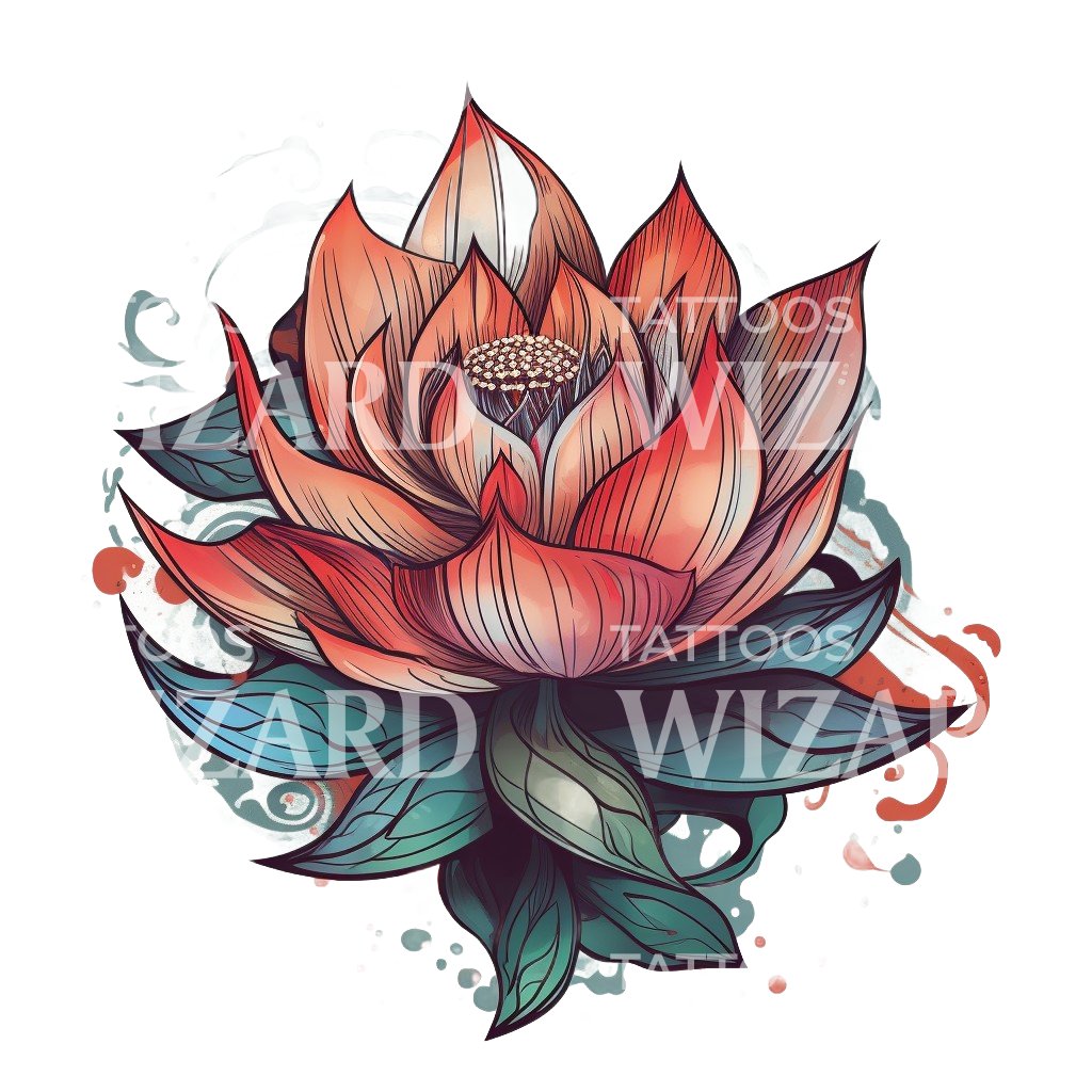 New School Lotus Flower Tattoo Design