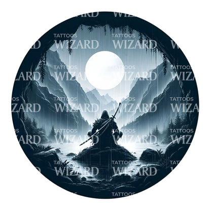 Warrior In The Alpes Tattoo Design