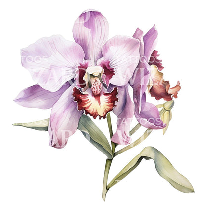 Pink Orchid Tattoo Design