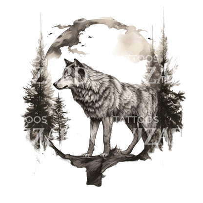 Sketch Wolf Tattoo Design