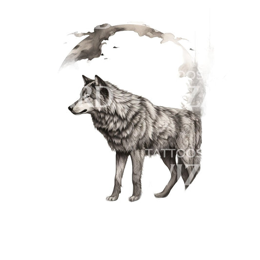 Croquis de conception de tatouage de loup