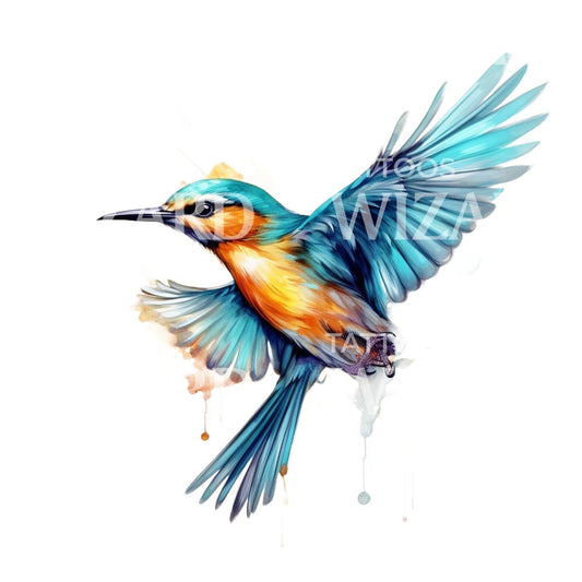 Conception de tatouage d'oiseau coloré aquarelle