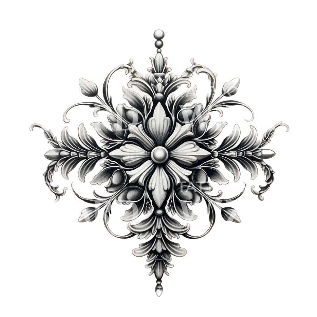 Gothic Floral Composition Tattoo Design – Tattoos Wizard Designs