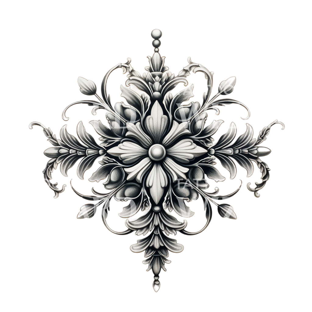 Conception de tatouage de composition florale gothique