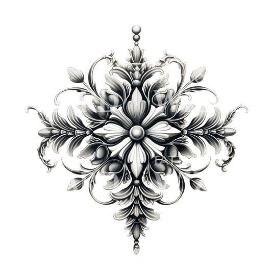 Gotisches Blumenkomposition-Tattoo-Design