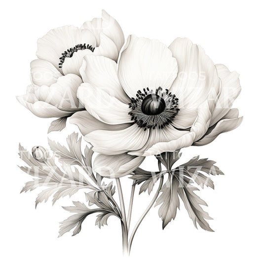 Anemone Flower Tattoo Design