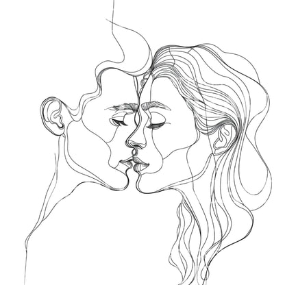 Man and Woman Kiss Minimalist Tattoo Design