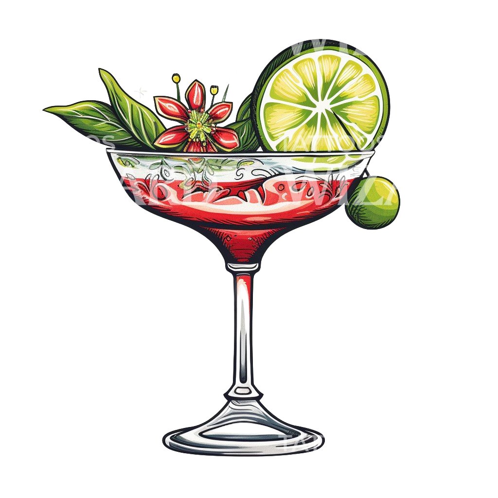 New School Red Margarita Cocktail Design