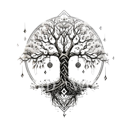 Black and Grey Tree of Life Tattoo Design