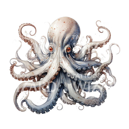 White Kraken Tattoo Design