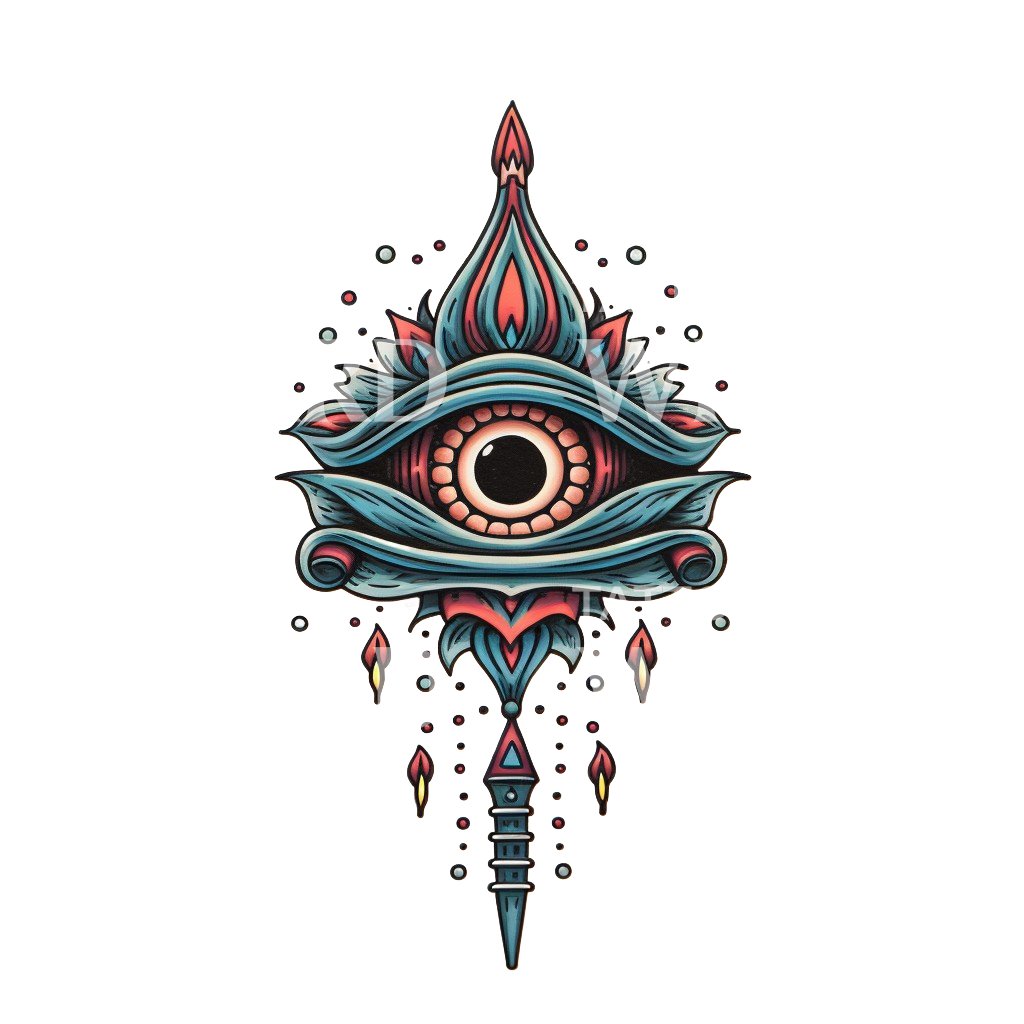 Old School Eye and Dagger Tattoo Design