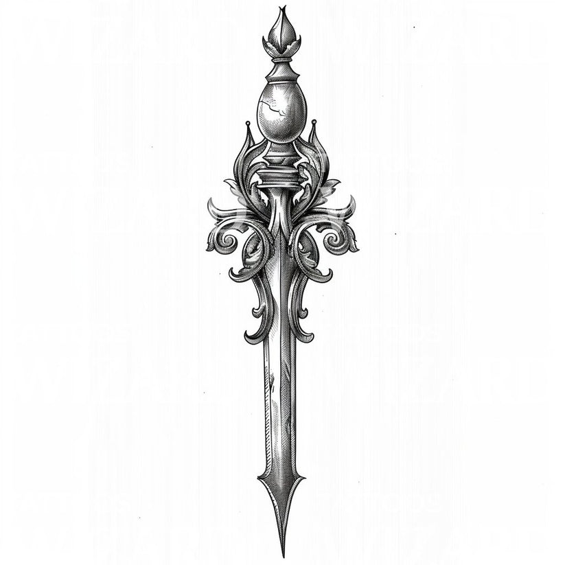 Enigmatic Medieval Dagger Tattoo Design Tattoos Wizard Designs