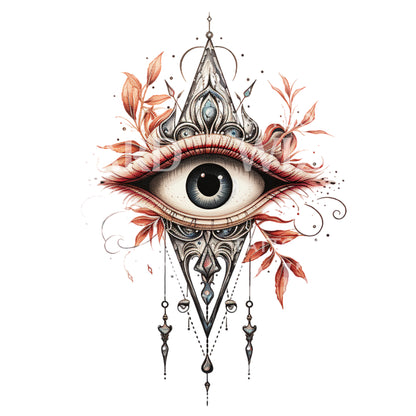 Neo Traditional Ornamental Eye Tattoo Design