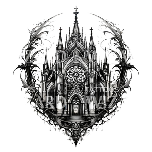 Gotische Kathedrale Tattoo Design