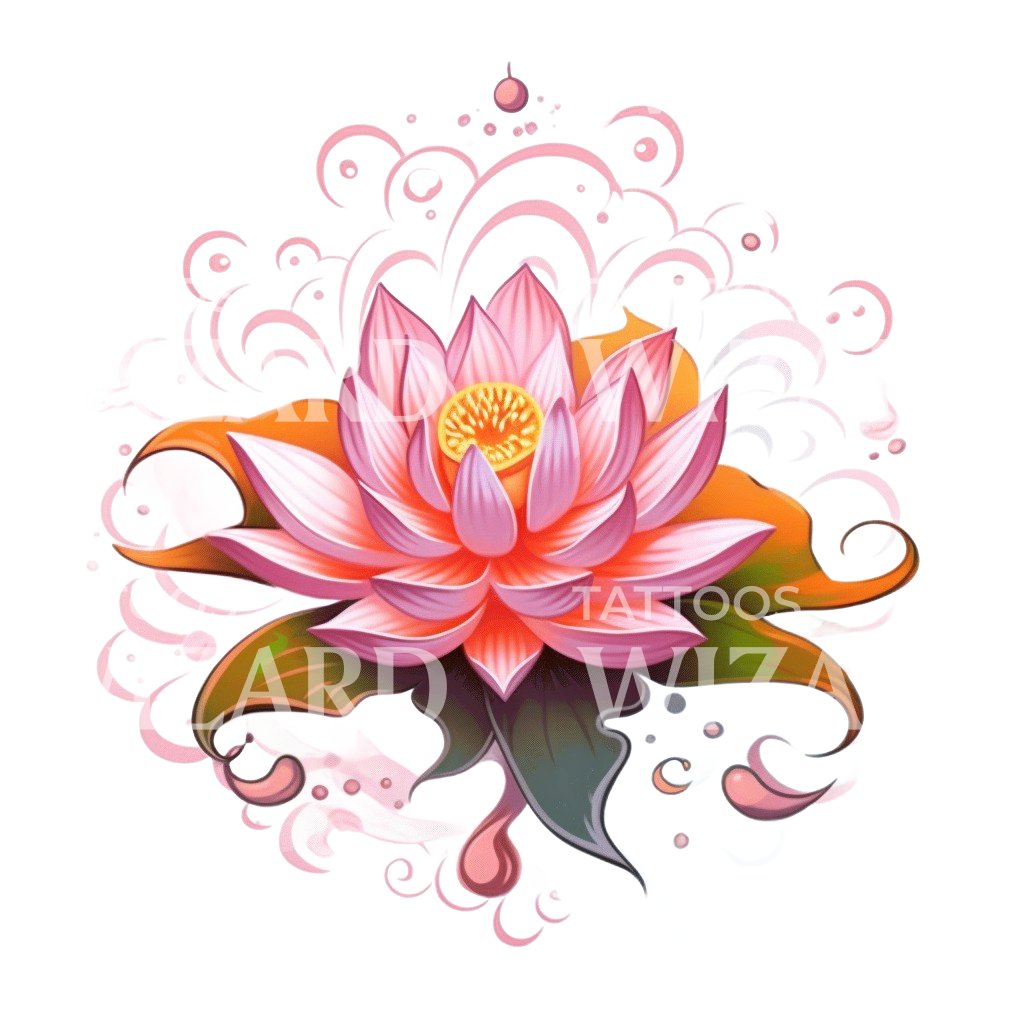 Illustrative Lotus Flower Tattoo Design