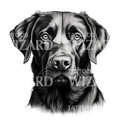 Black Labrador Portrait Tattoo Design