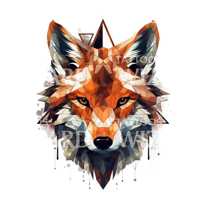 Geometric Fox Head Tattoo Design