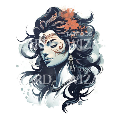 Woman Portrait Native American Inspired Tattoo Design