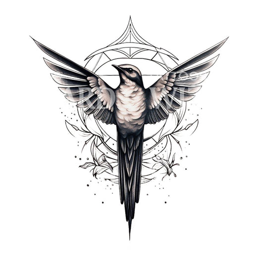 Ornamental Swallow Bird Tattoo Design