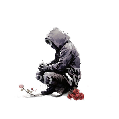 Boy with Roses Street Art Inspired Tattoo Design