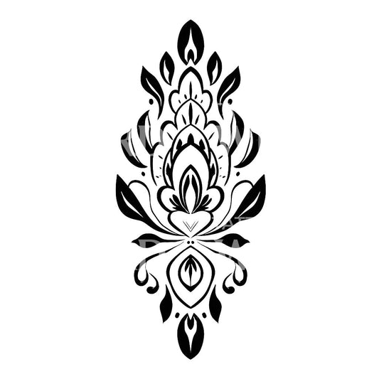 Ornamental Traditional Flowers Tattoo Design