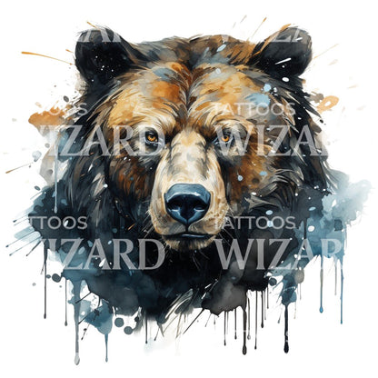Intense Bear Portrait Tattoo Design