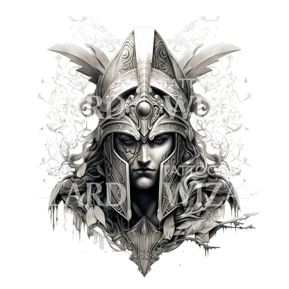 Greek Warrior Bust Tattoo Design