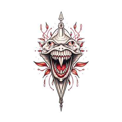 Old School Monster Dagger Shaped Tattoo Design