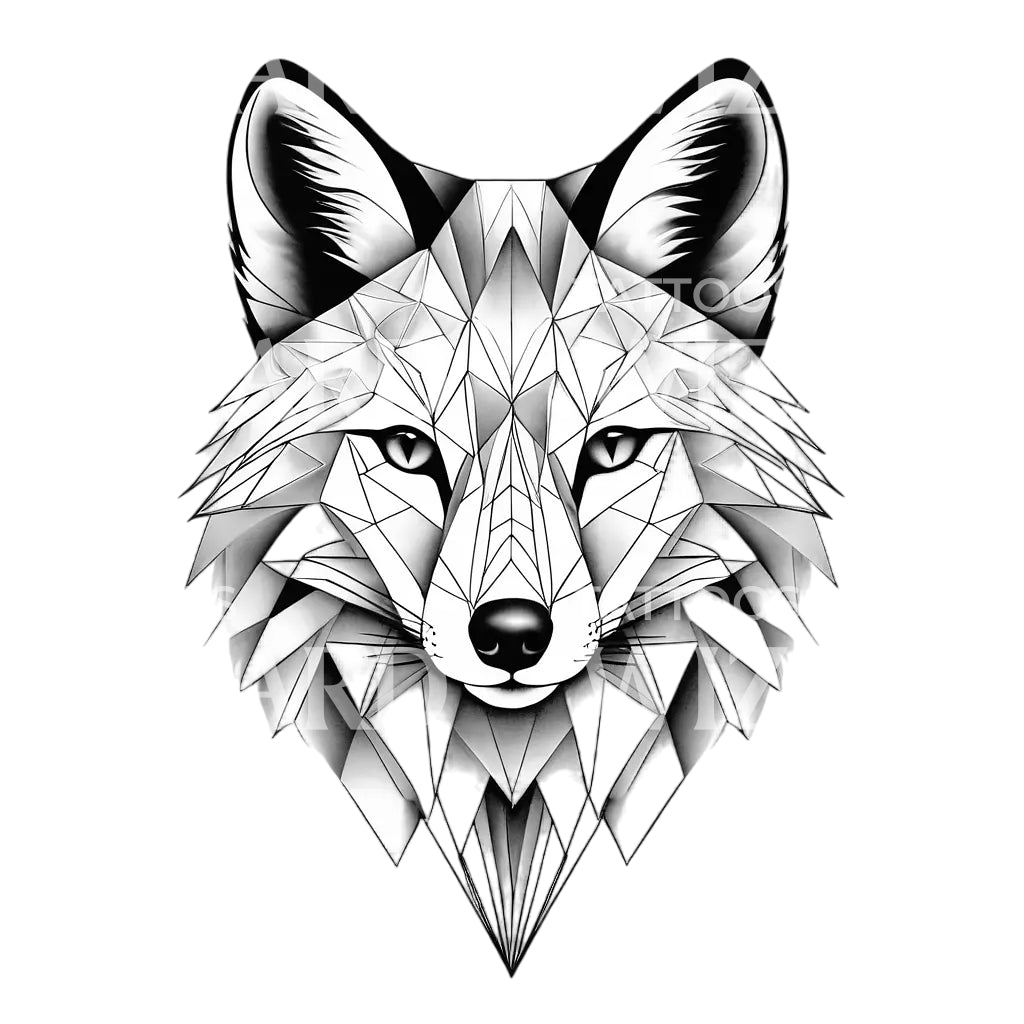Geometric Fox Tattoo Design