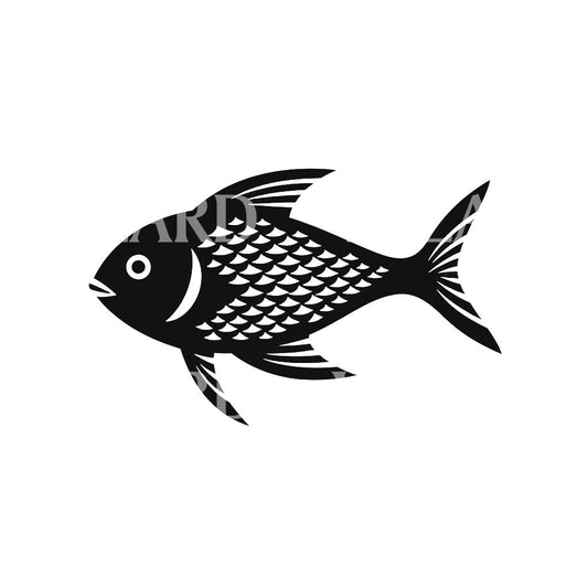 Conception minimaliste de tatouage de poisson noir
