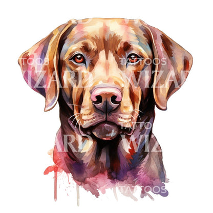 Colorful Watercolor Labrador Tattoo Design