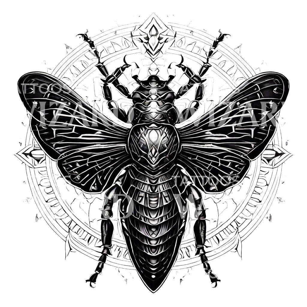 Conception de tatouage de scarabée égyptien Blackwork