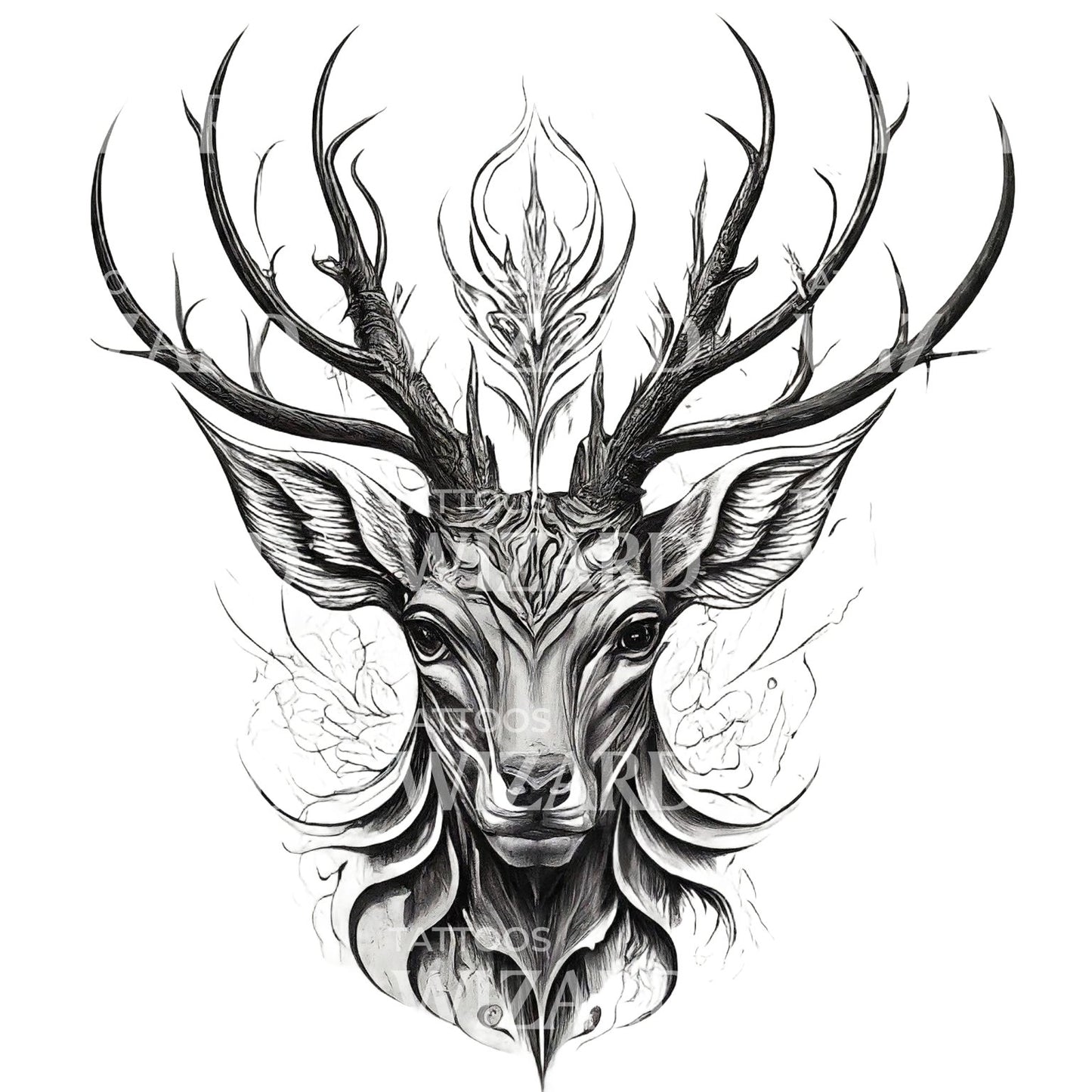Wild Grace Deer Tattoo Design