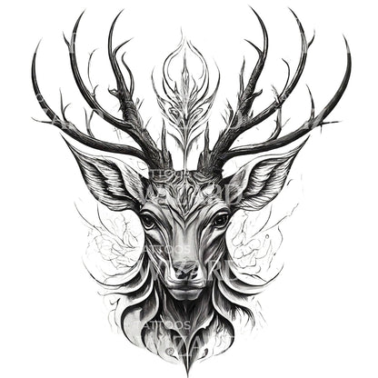 Wild Grace Deer Tattoo Design