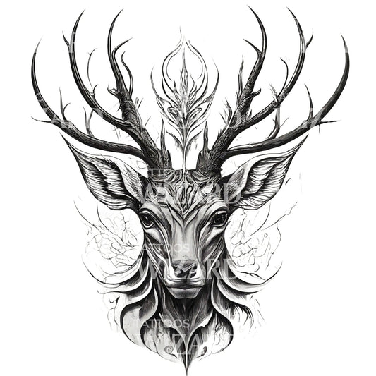 Wild Grace Deer Tattoo Design