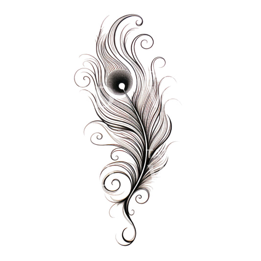 Peacock Feather Black and Grey Tattoo