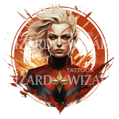 Captain Marvel Woman Marvel Inspired Tattoo Design