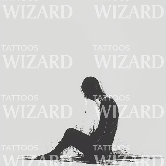 A Symbolic Silhouette of Depression Tattoo Design