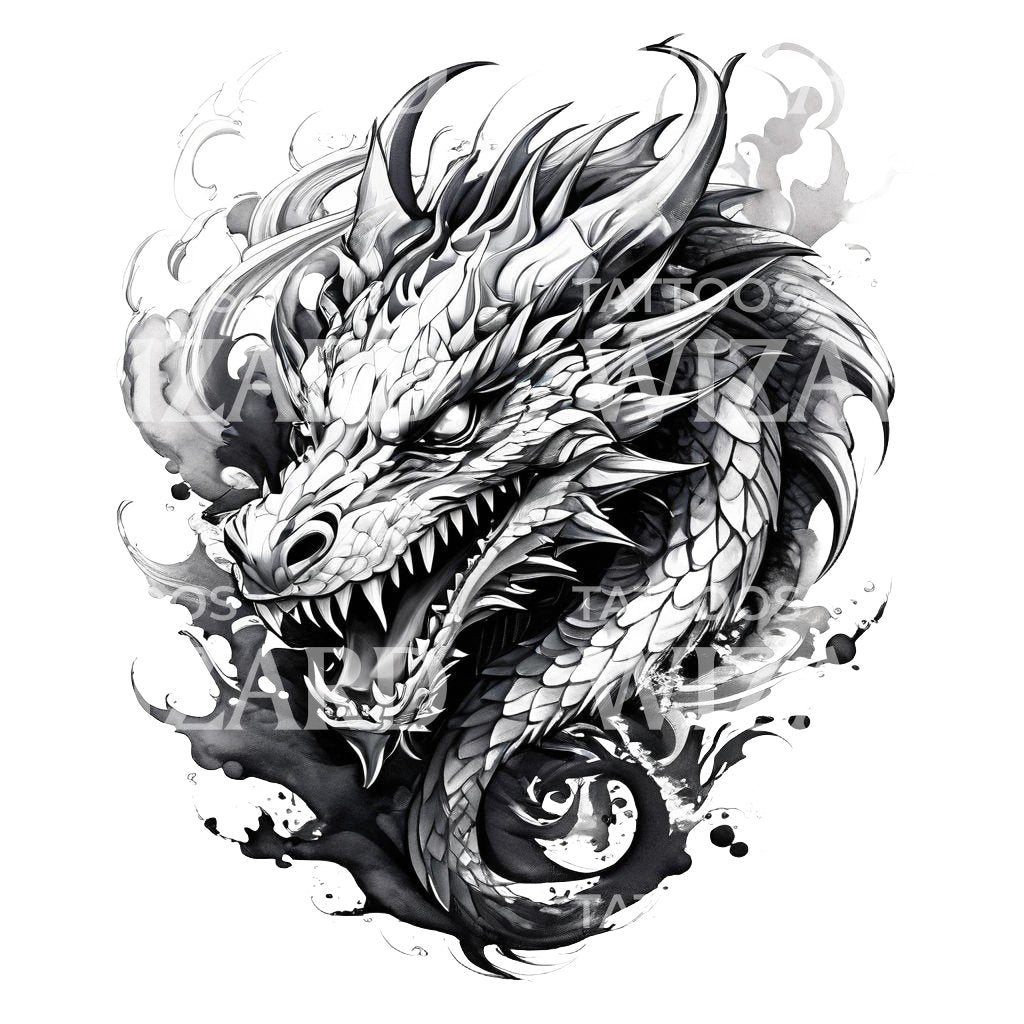 Illustrative Dragon Tattoo Design