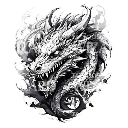 Conception illustrative de tatouage de dragon