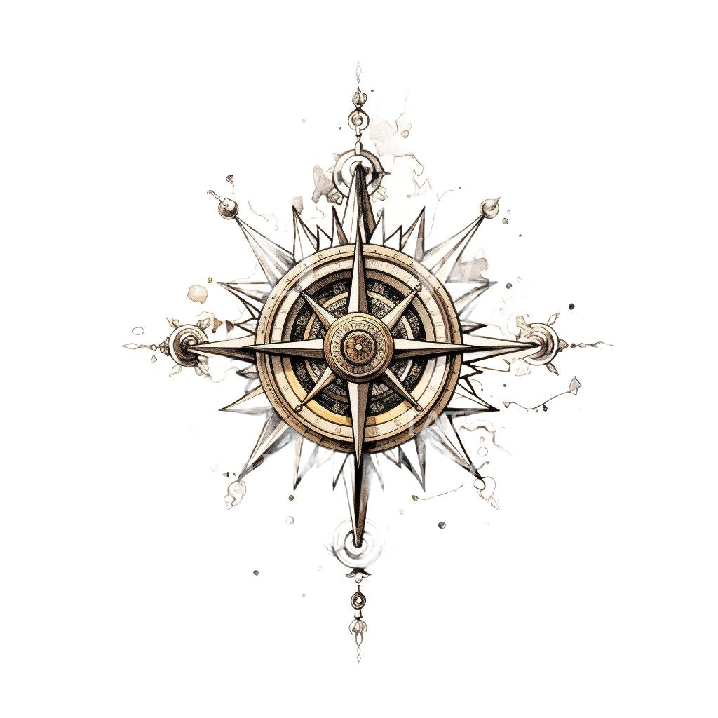 Vintage Compass Tattoo Design – Tattoos Wizard Designs