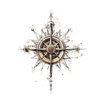 Vintage Compass Tattoo Design