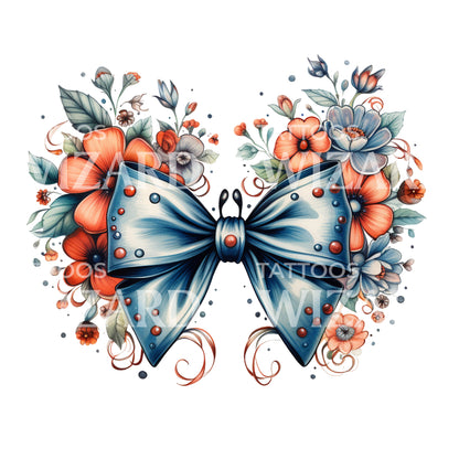 New School Cute Bow and Flowers Design