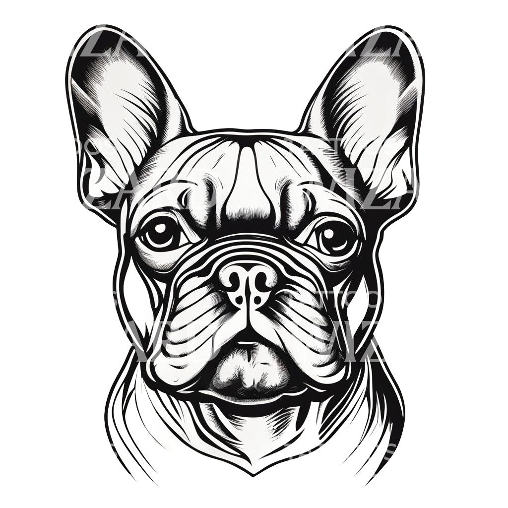 French BullDog Dog Tattoo Design – Tattoos Wizard Designs