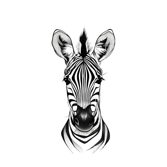 Minimalist Portrait of a Zebra Tattoo Design