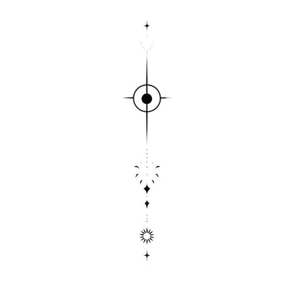 Cosmic Sun Abstract Fineline Tattoo Design