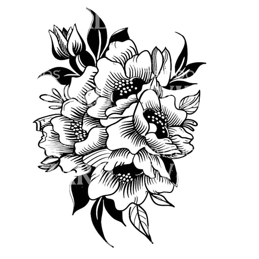 Old School Blumen Tattoo Design