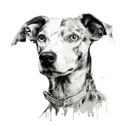 Croquis de conception de tatouage de chien Whippet